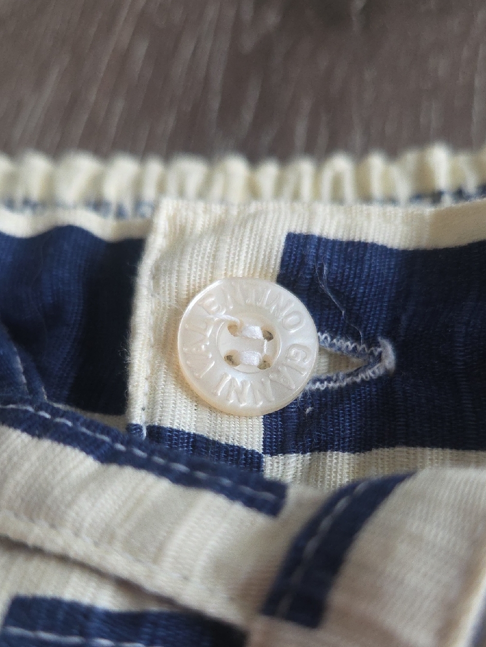 Gianni Valentino Cropped Blue and Cream Checkered Logo Linen Pants XS - Picture 3 of 8